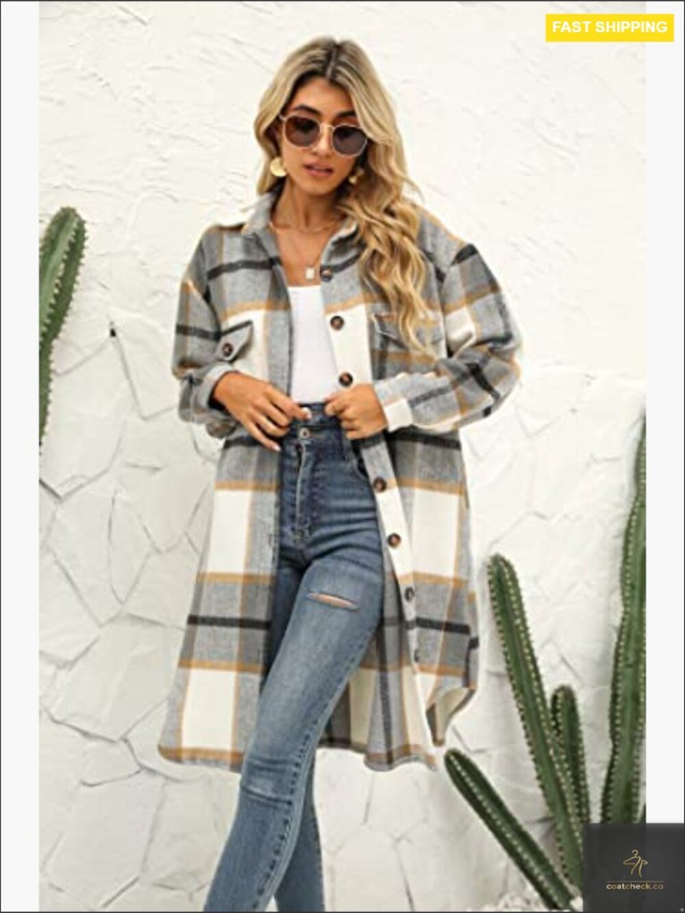 Long Flannel Plaid Jacket Shacket Cozy Lapel Button Down Shirt Jacket Fuzzy - Picture 6 of 6
